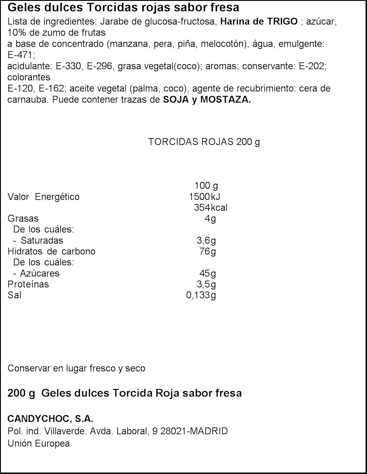 Regaliz torcido fresa Miguelañez 200g