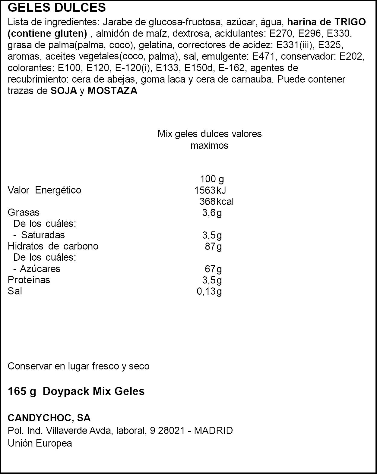 Surtido regaliz geles Miguelañez 165g