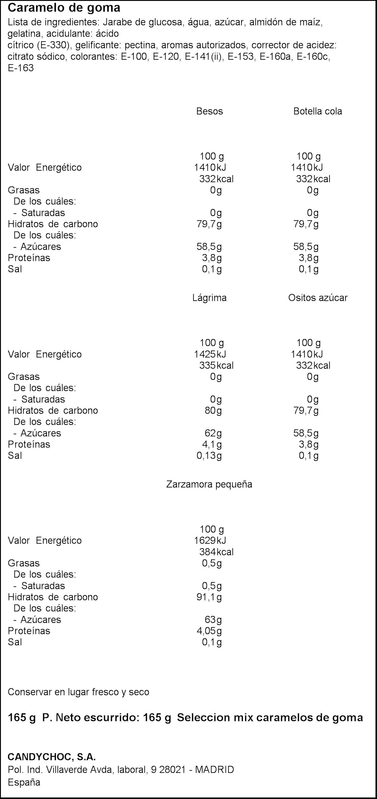 Surtido gominola c/azúcar Miguelañez 165g
