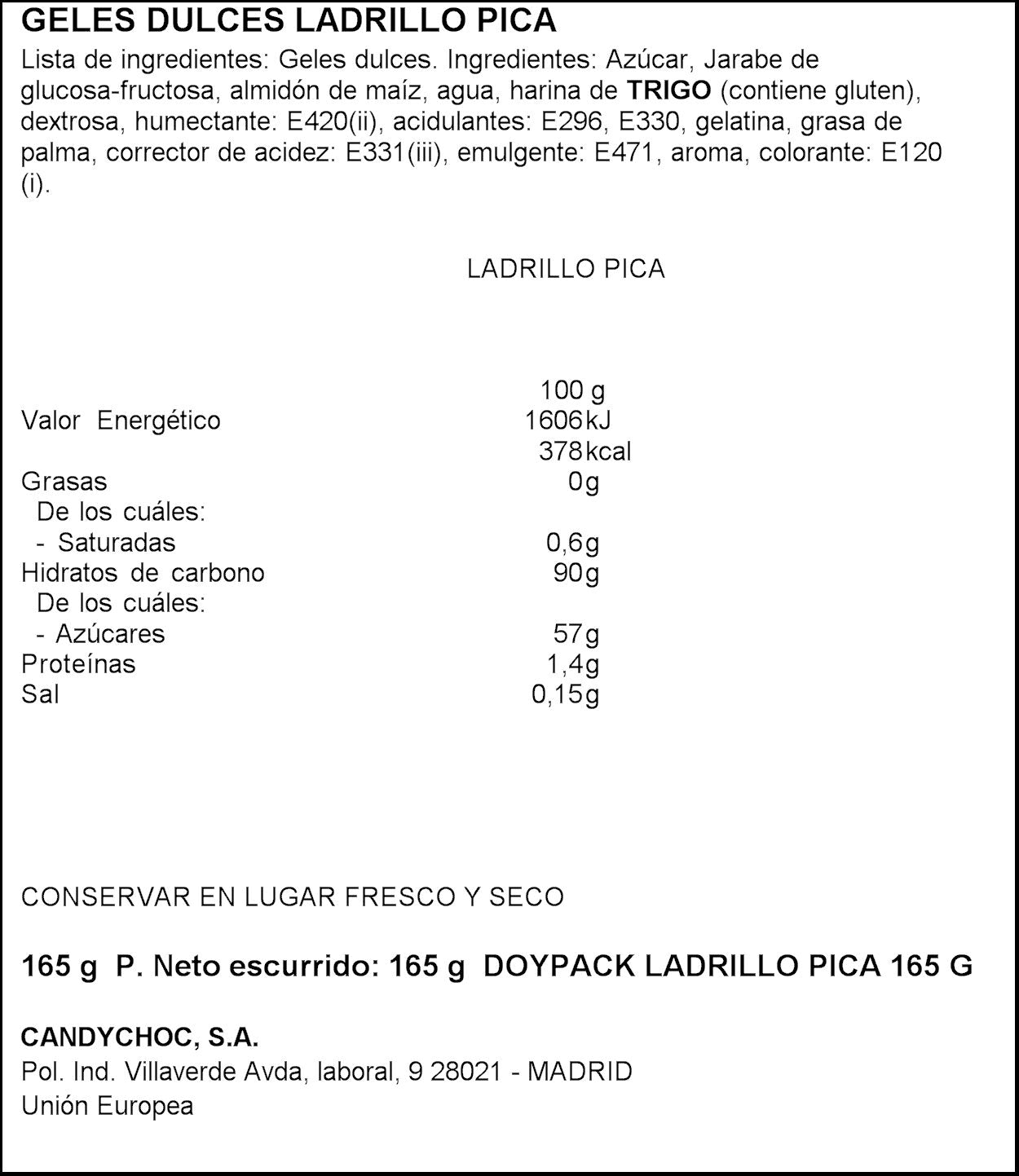 Gominola ladrillo pica pica Miguelañez 165g