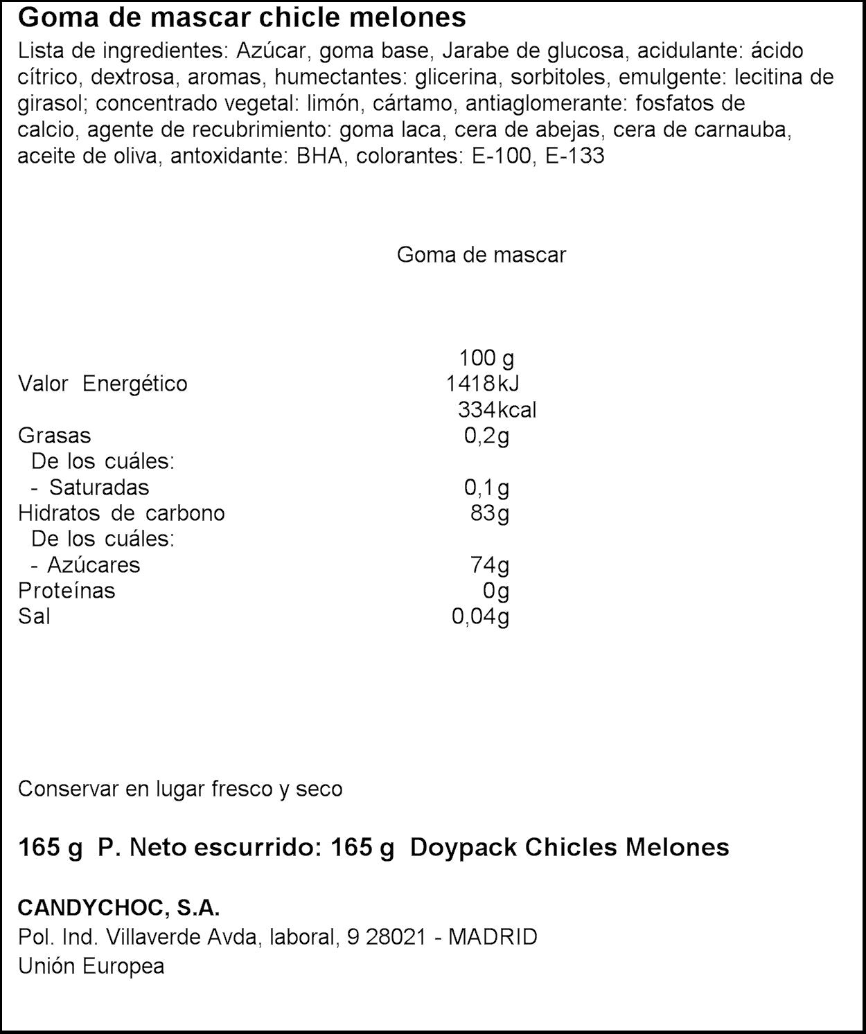 Chicle melón Miguelañez 165g