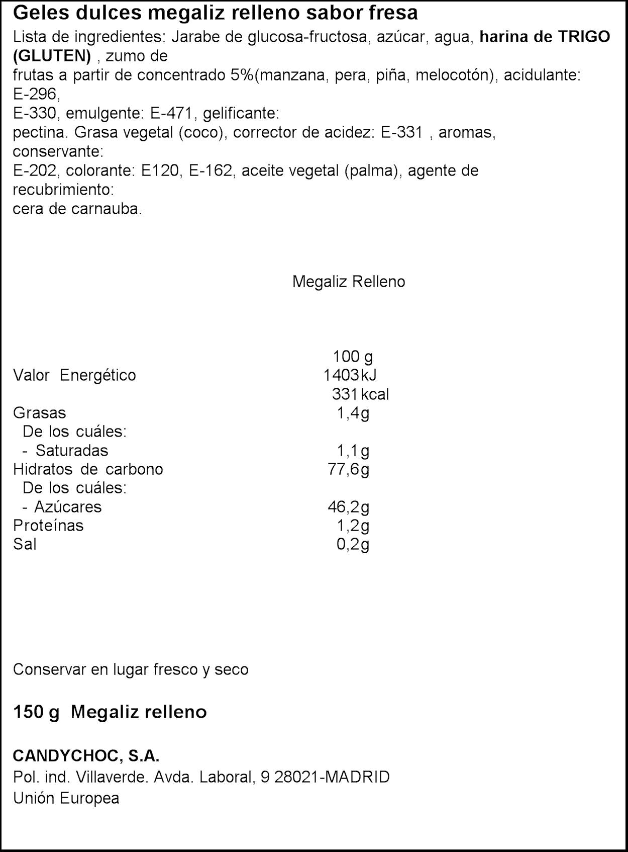 Regaliz fresa relleno Miguelañez 150g