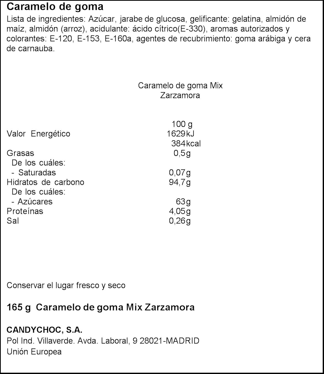 Gominola mora zarzamora Miguelañez 165g