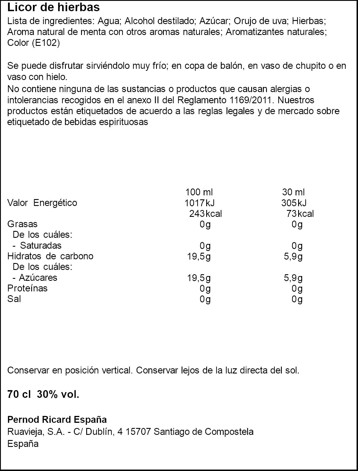 Licor hierbas Ruavieja 700ml