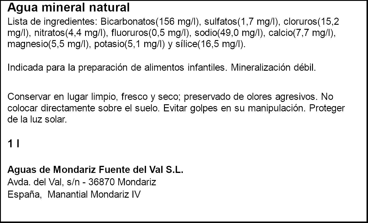 Agua mineral natural Mondariz 1l