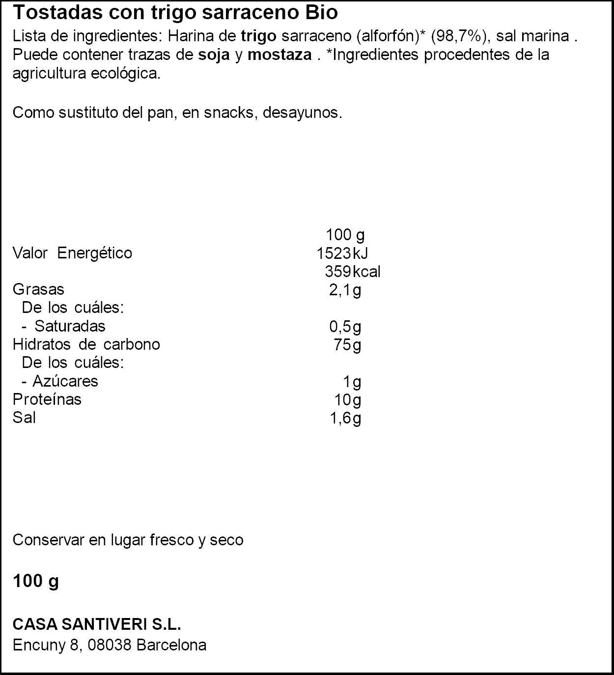 Tostada trigo sarraceno Santiveri 100g
