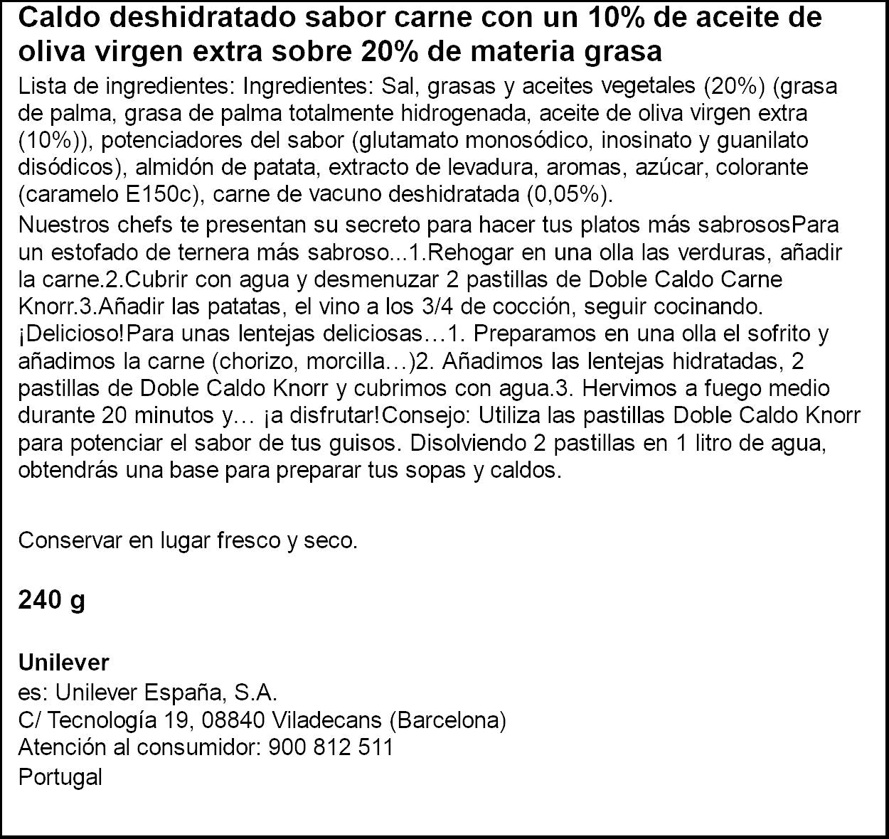 Pastilla caldo doble carne Knorr 24u