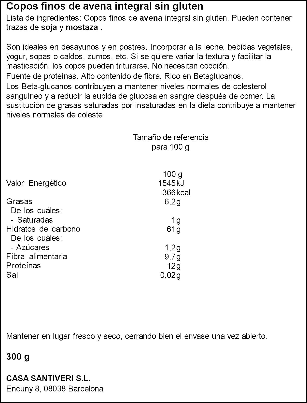 Cereales avena integral s/ gluten Diet radisson 350g