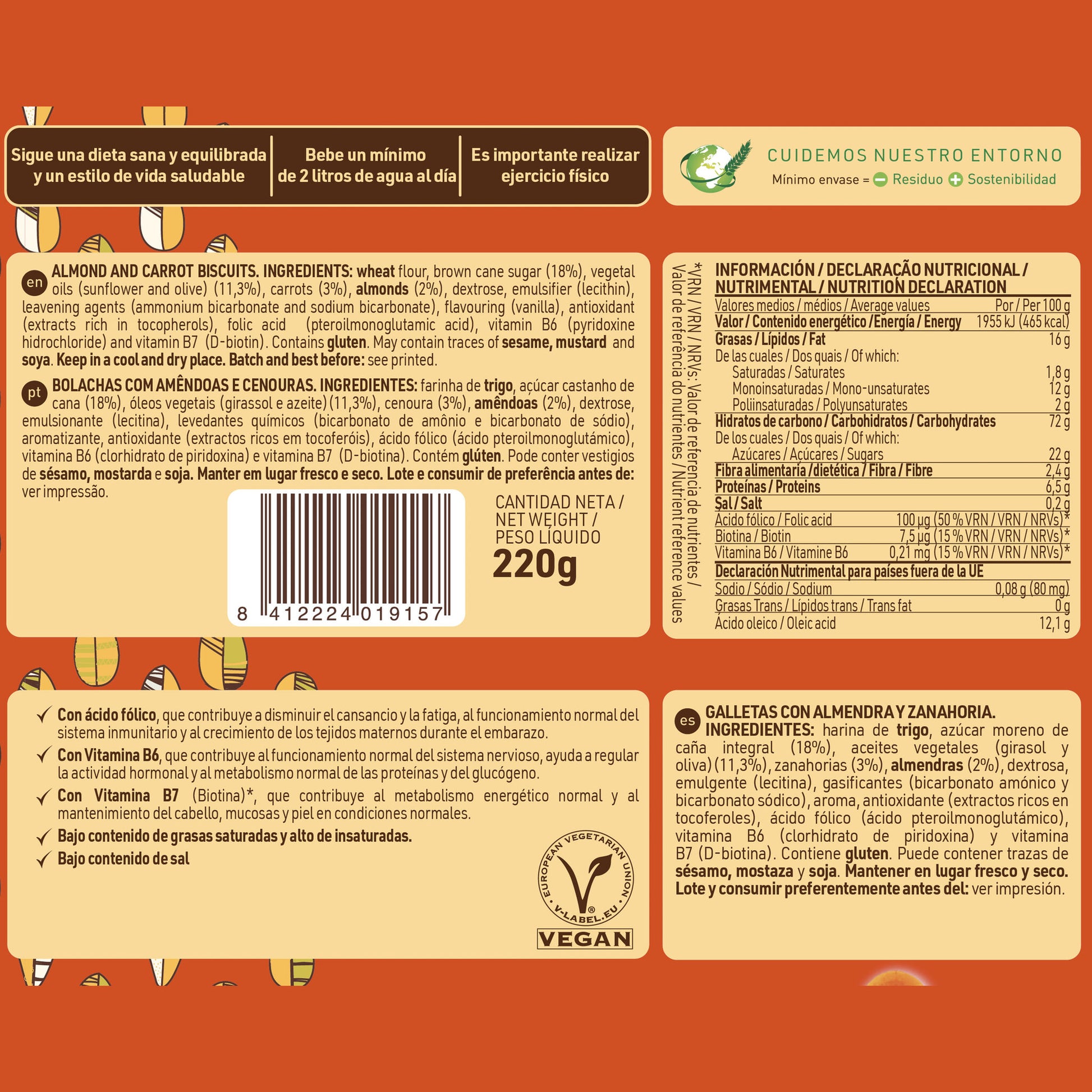 Galletas c/ almendra y zanahoria Diet radisson 220g