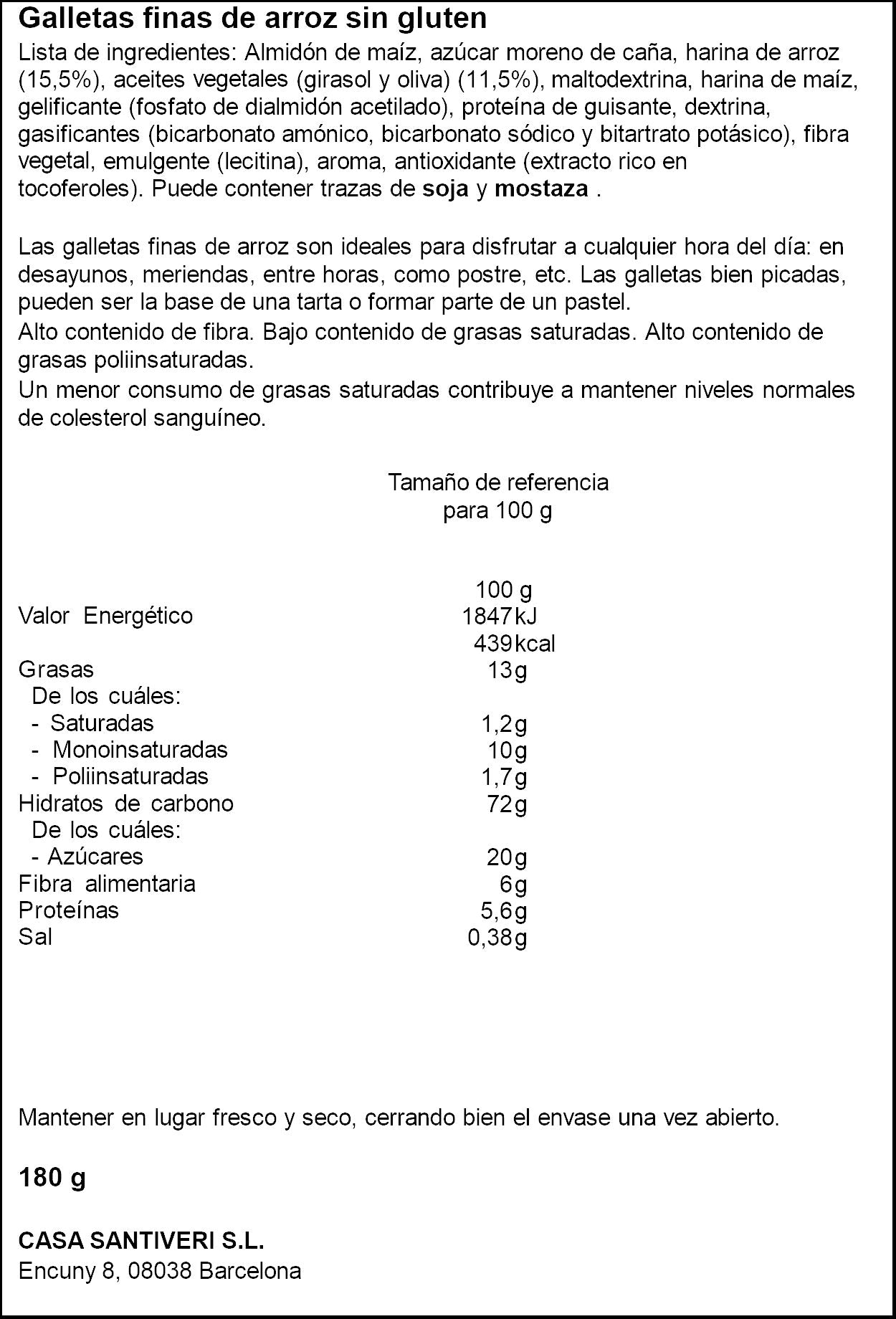 Galletas finas arroz s/gluten Diet radisson 180g