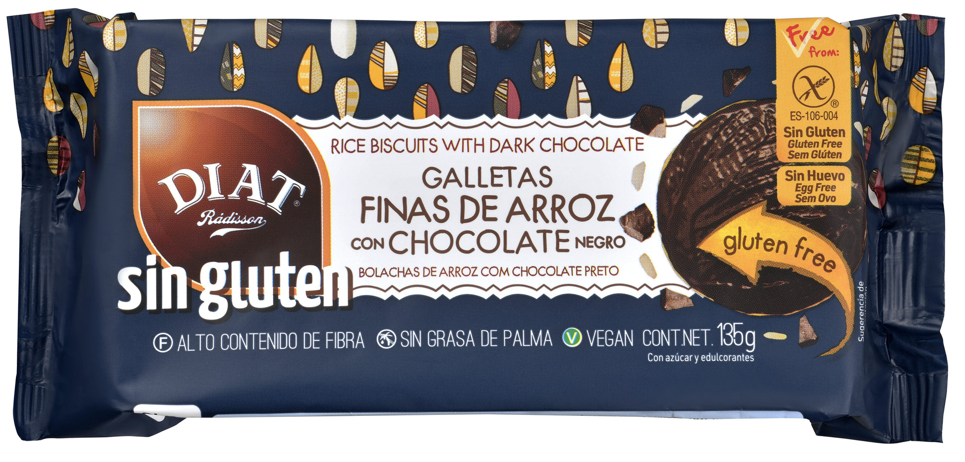 Galleta arroz choco negro s/gluten Diet radisson 135g