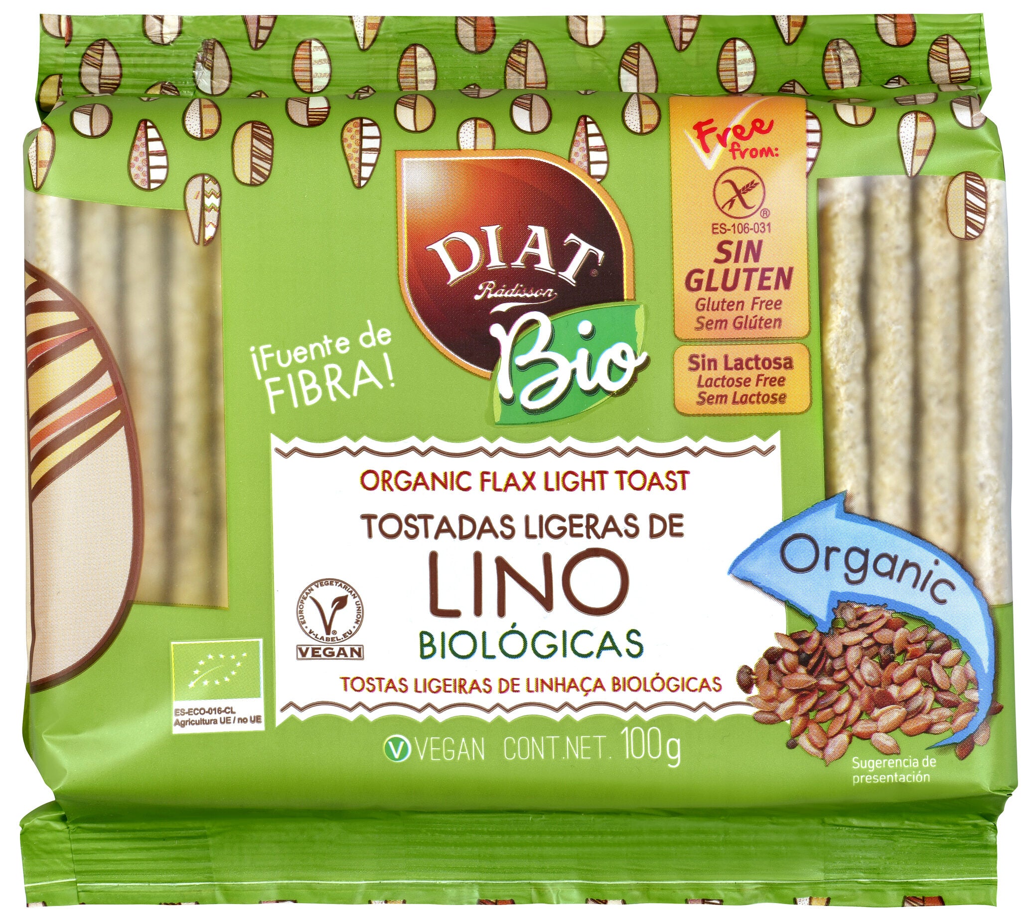 Tostada ligera lino s/gluten bio Diet radisson 100g