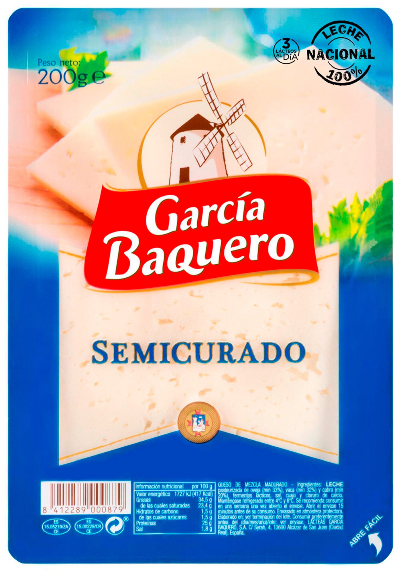 Queso semicurado loncha García baquero 200g