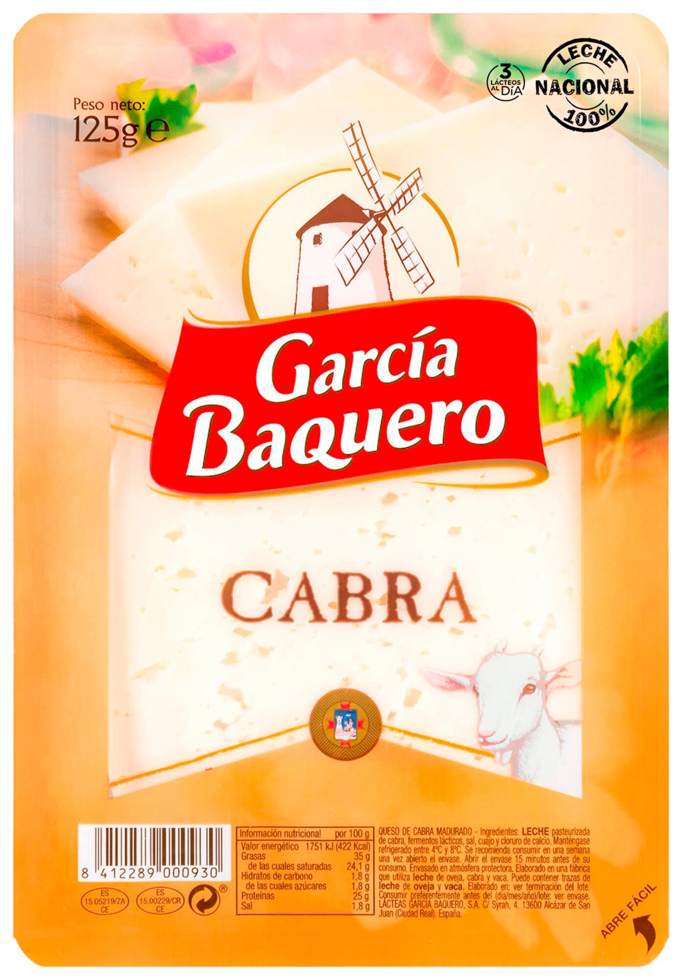 Queso cabra loncha García baquero 125g