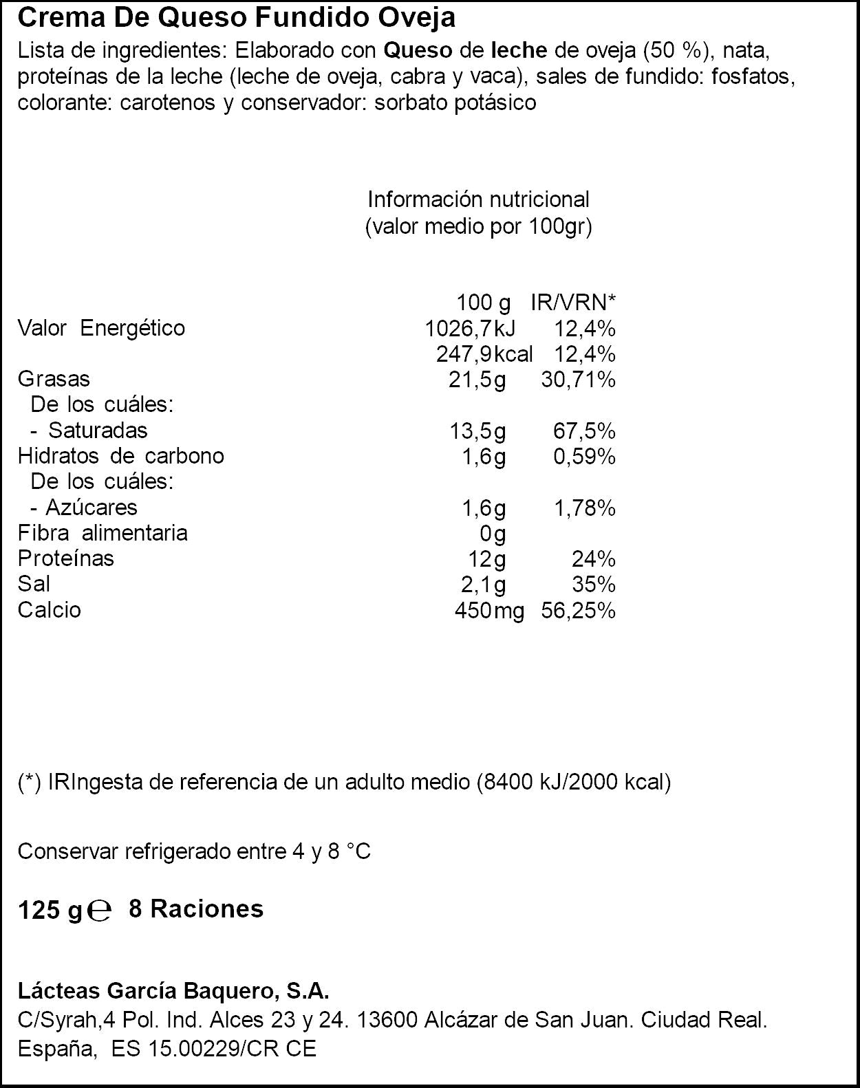Crema de queso oveja García baquero 125g