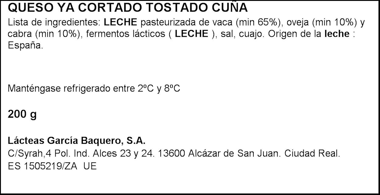 Queso cuña cortado tostado Garcia baquero 200g