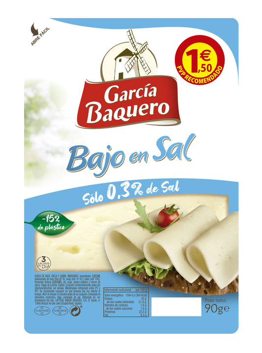Queso tierno b/sal lonchas García baquero 90g La Despensa