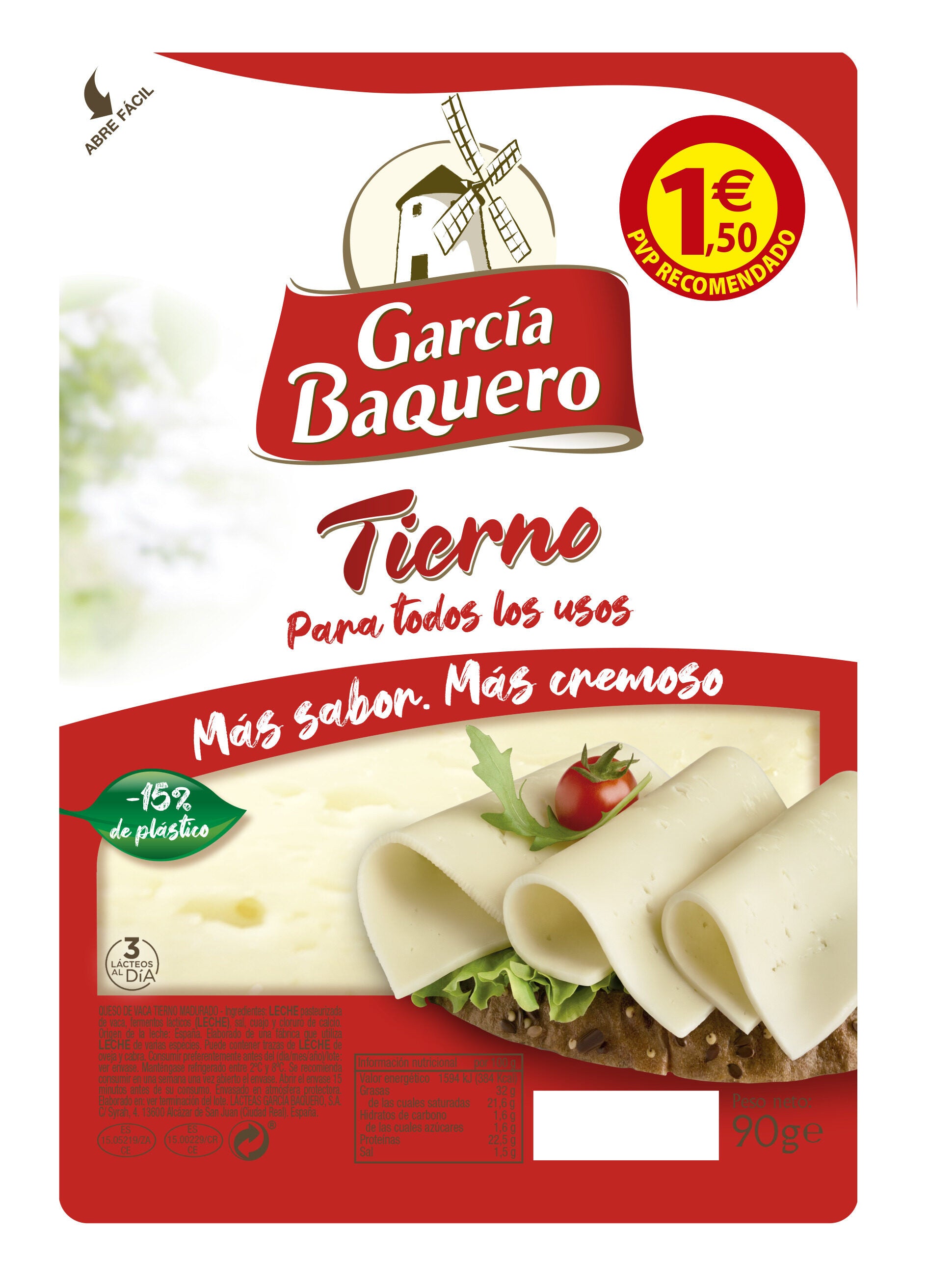 Queso tierno loncha Garcia baquero 90g
