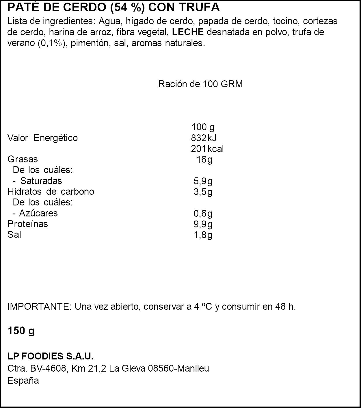 Pate clasico trufa La piara p2x75g
