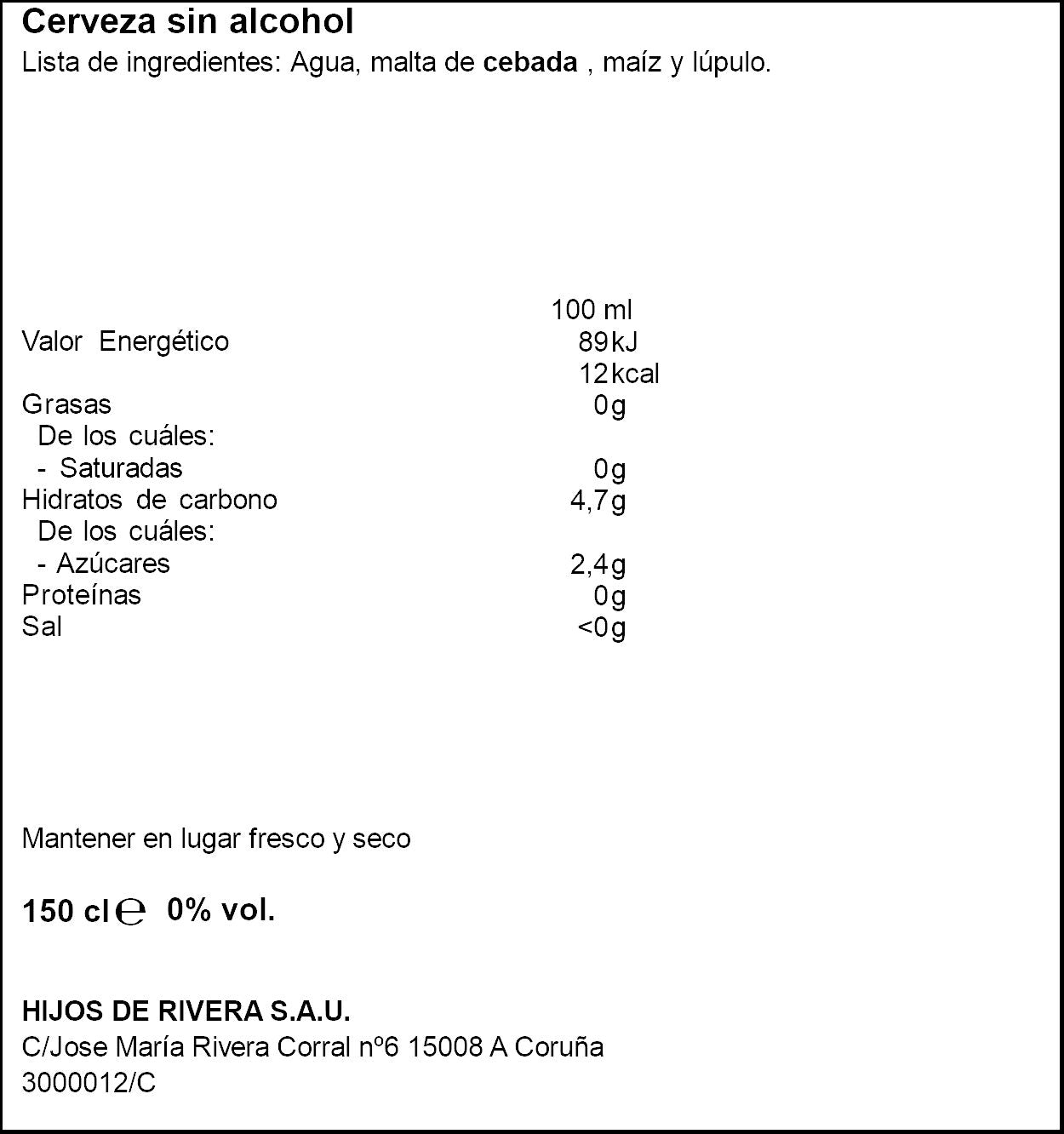 Cerveza 0.0 cristal Estrell Galic p6 250ml/u