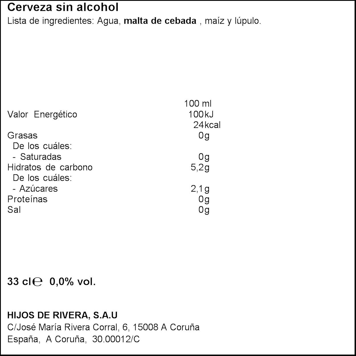 Cerveza 0.0 tostada lata Estrella galicia 330ml