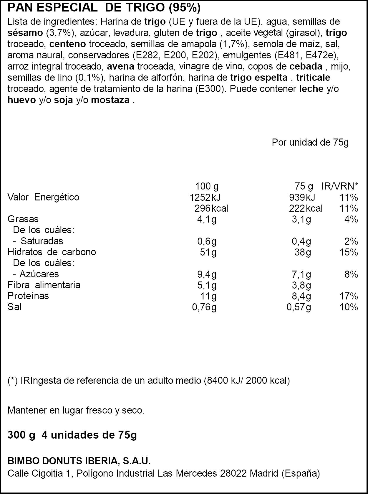 Bagels semillas Bimbo p4 75g/u