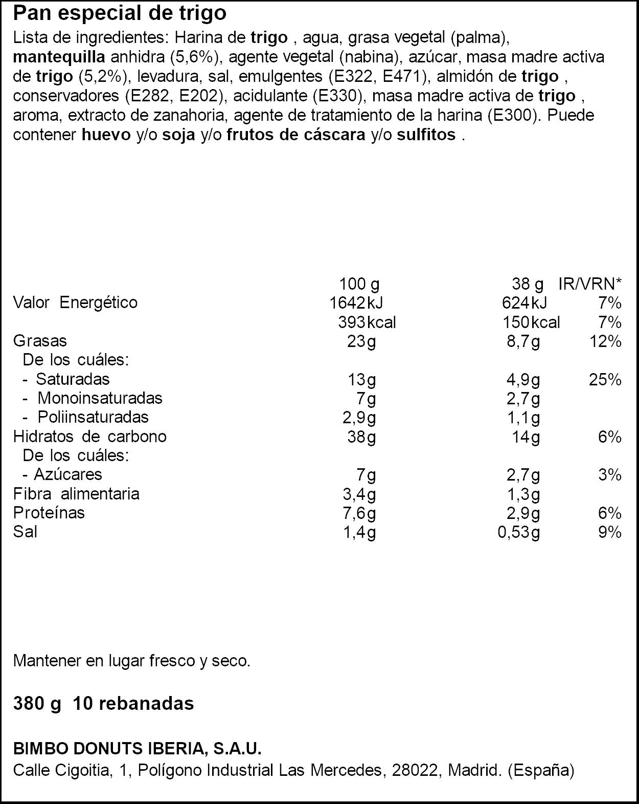 Cruapan clasico Bimbo 380g