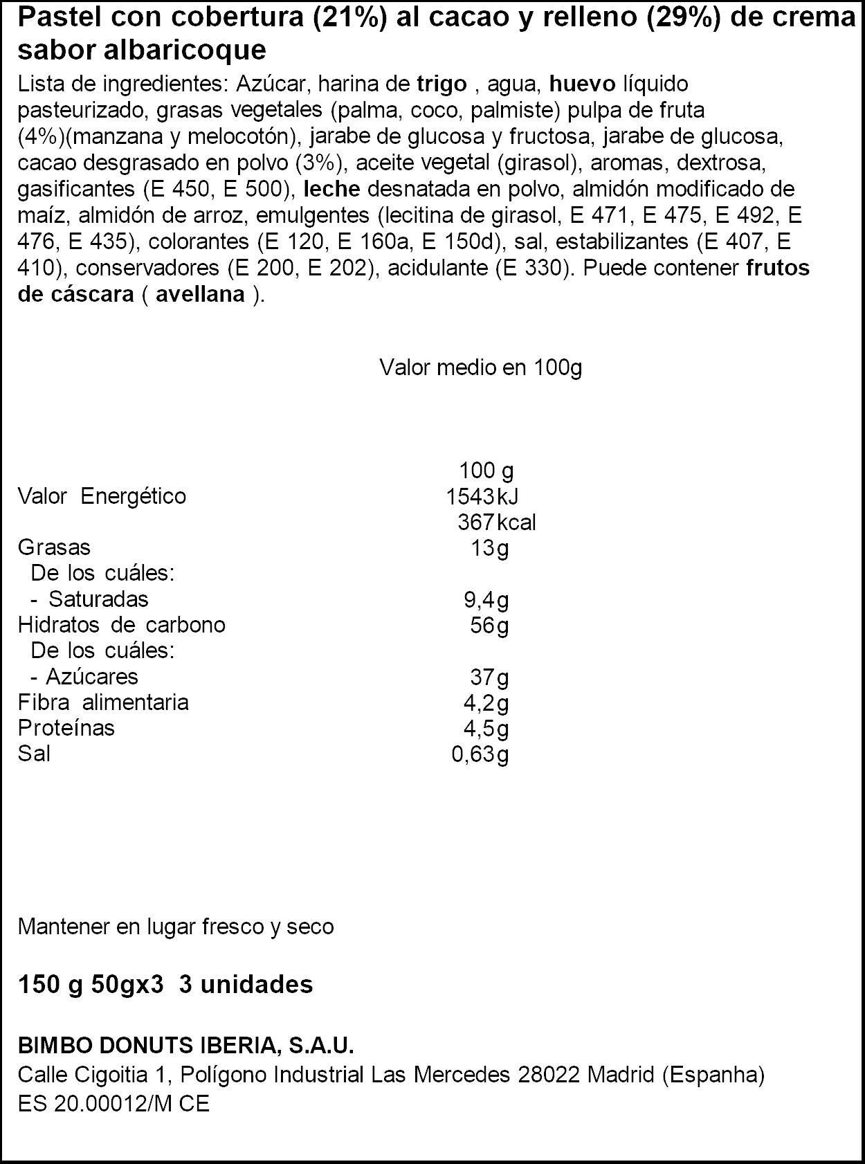 Pastelito tigretón  Bimbo p3 150g