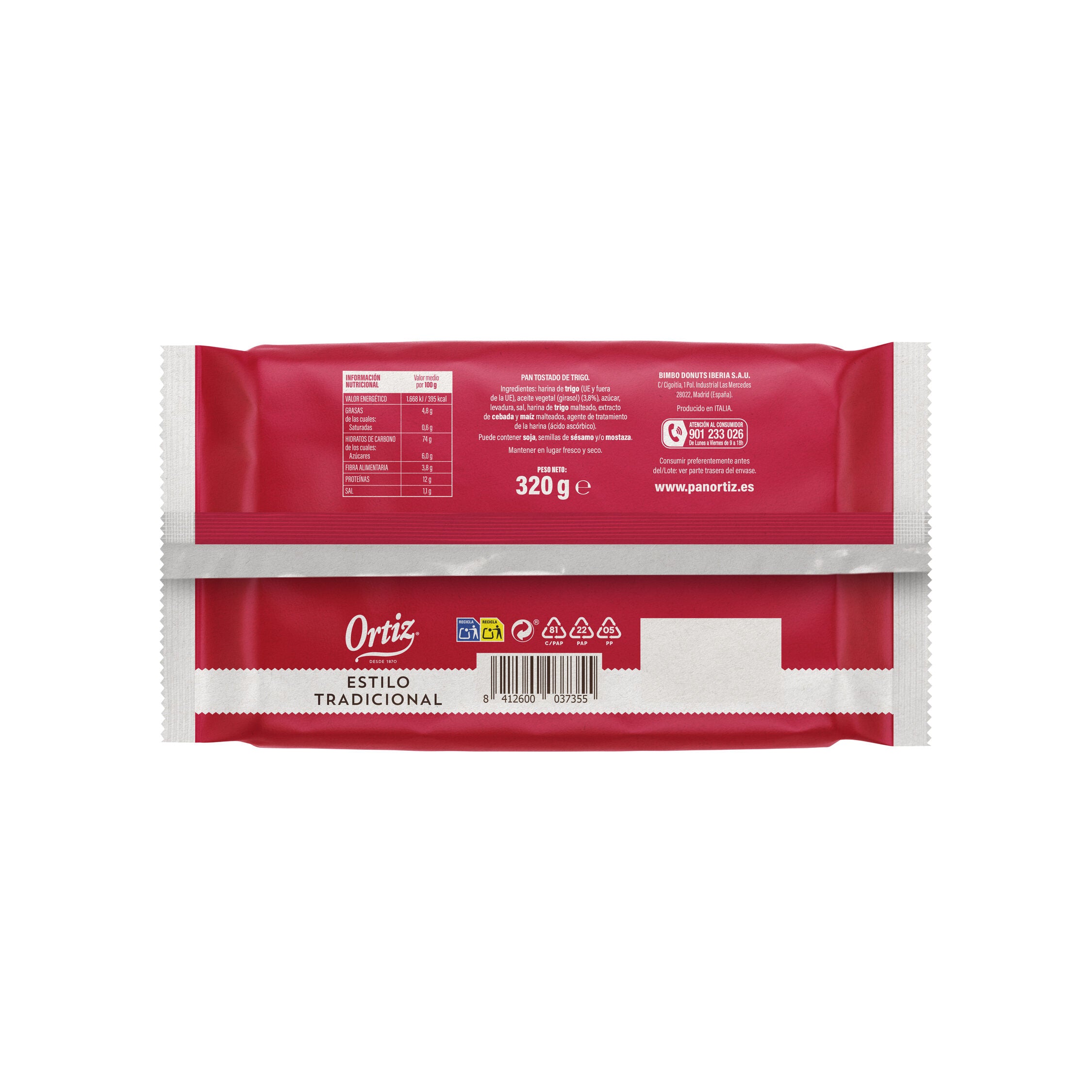 Biscote blanco tradicional Ortiz brasa 36 reb 320g
