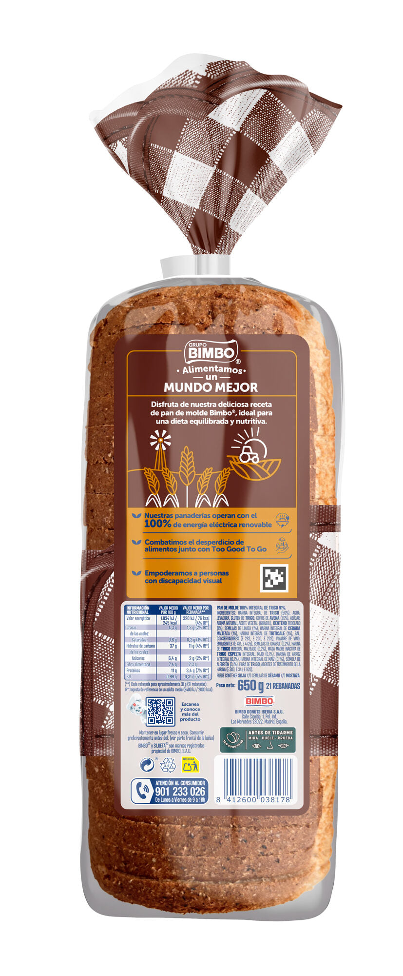 Pan de molde cereales silueta Bimbo 650g