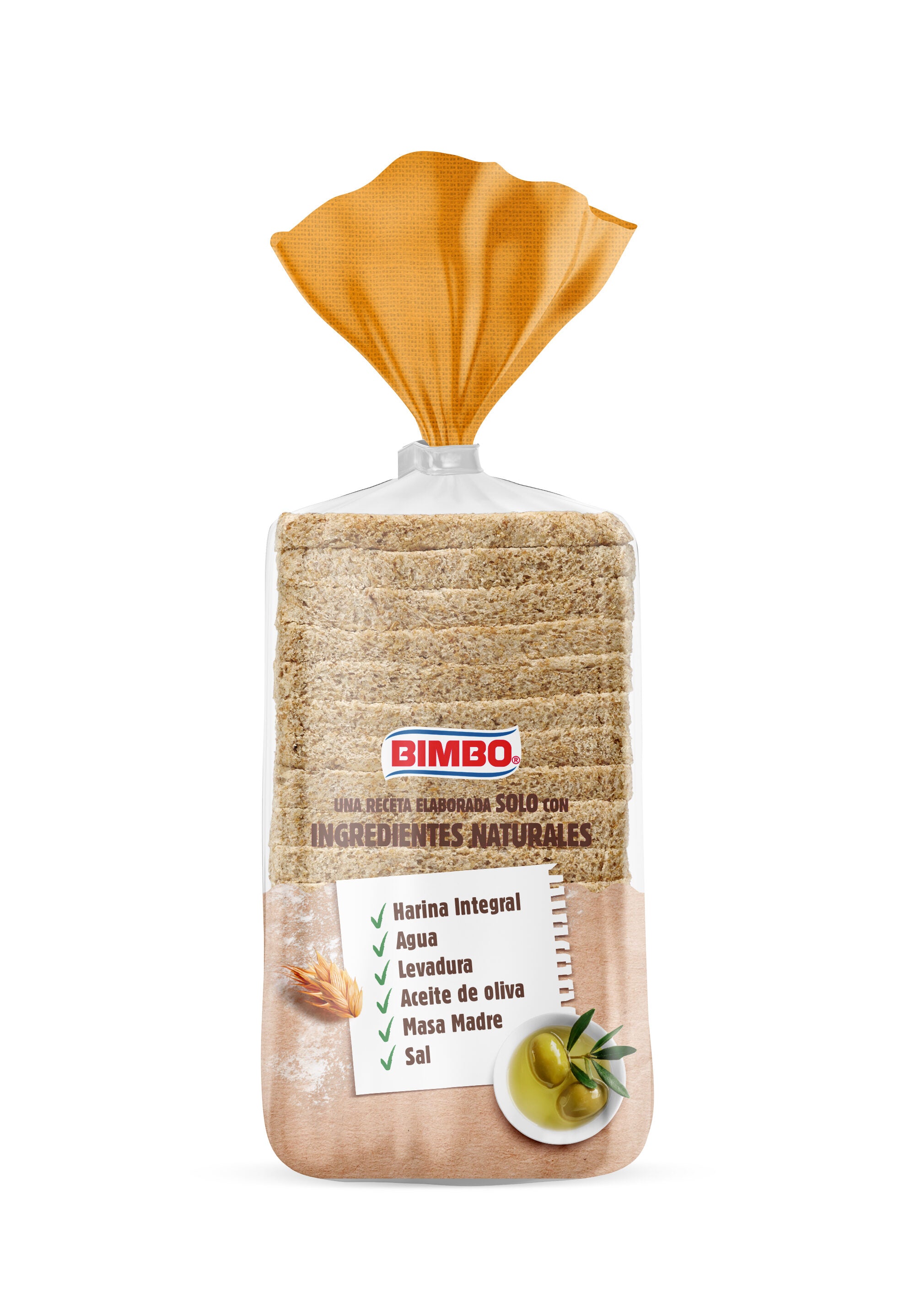 Pan de molde integral s/corteza 100% natural Bimbo 450g