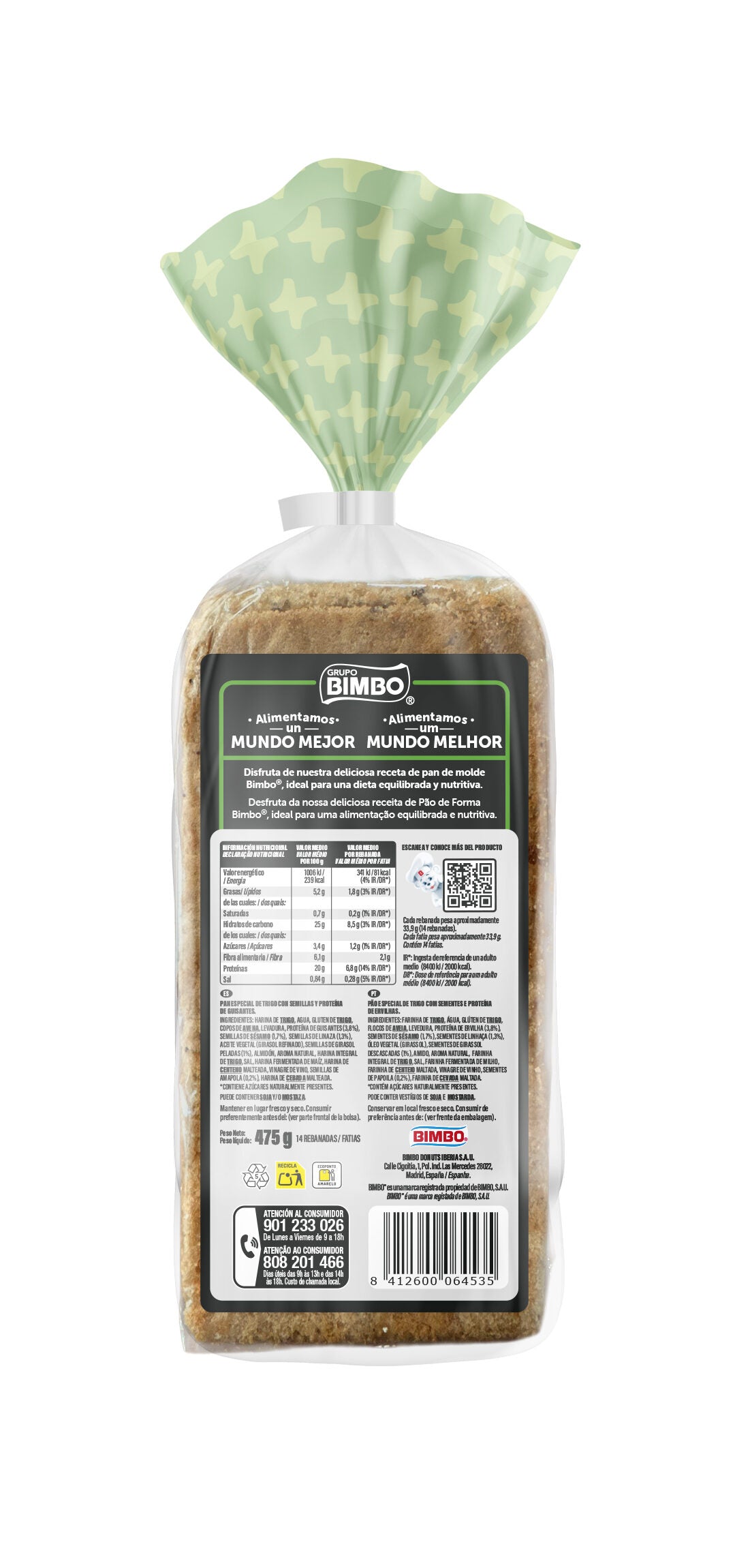 PAN MOLDE PROTEINA BIMBO 475G