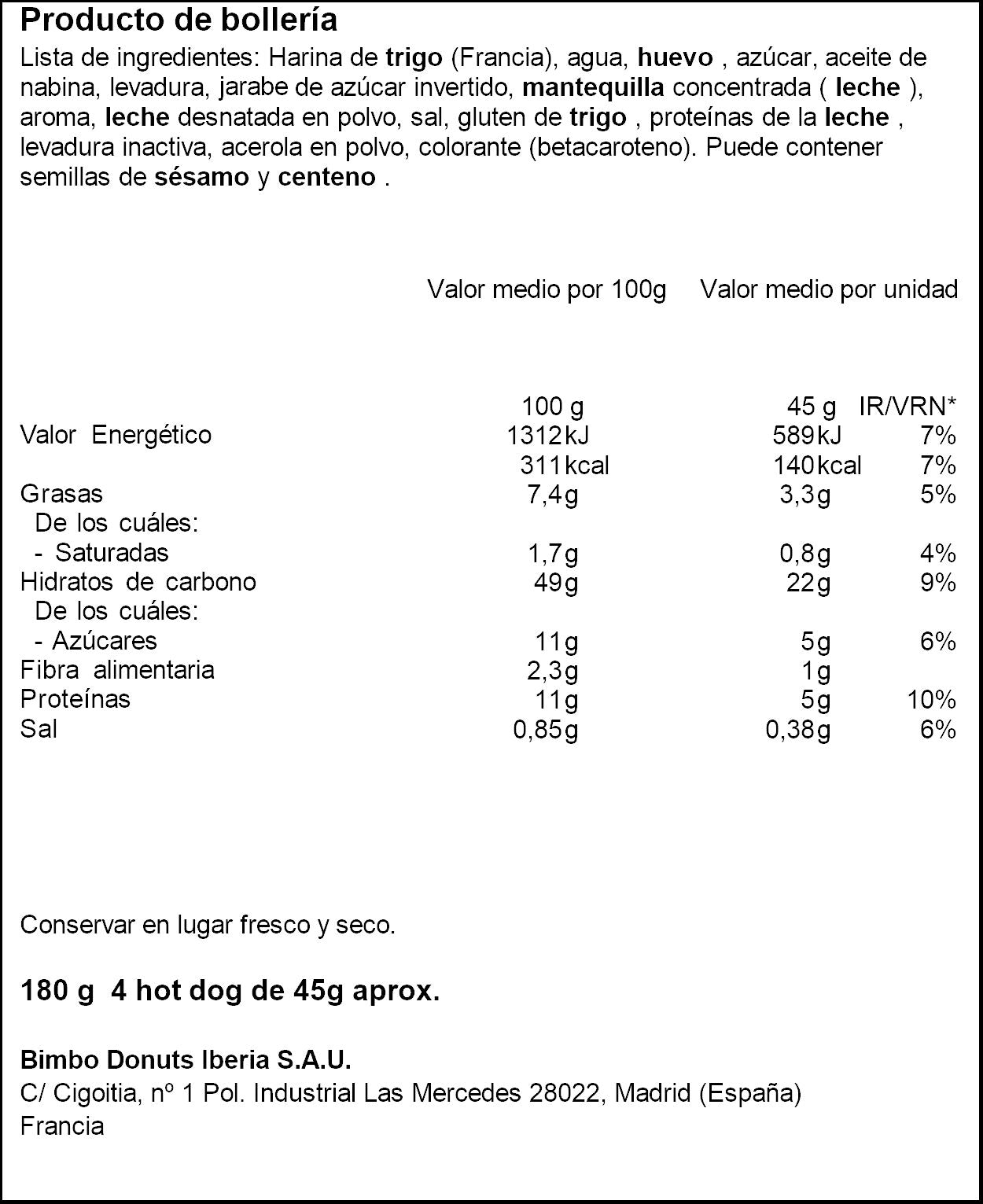 PAN PERRITO BRIOCHE ST PIERRE P4 180G