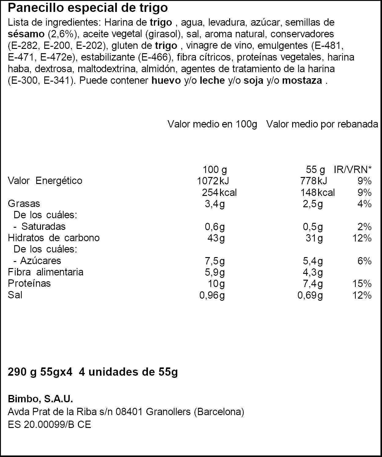 Pan de hamburguesa maxi Bimbo p4 290g