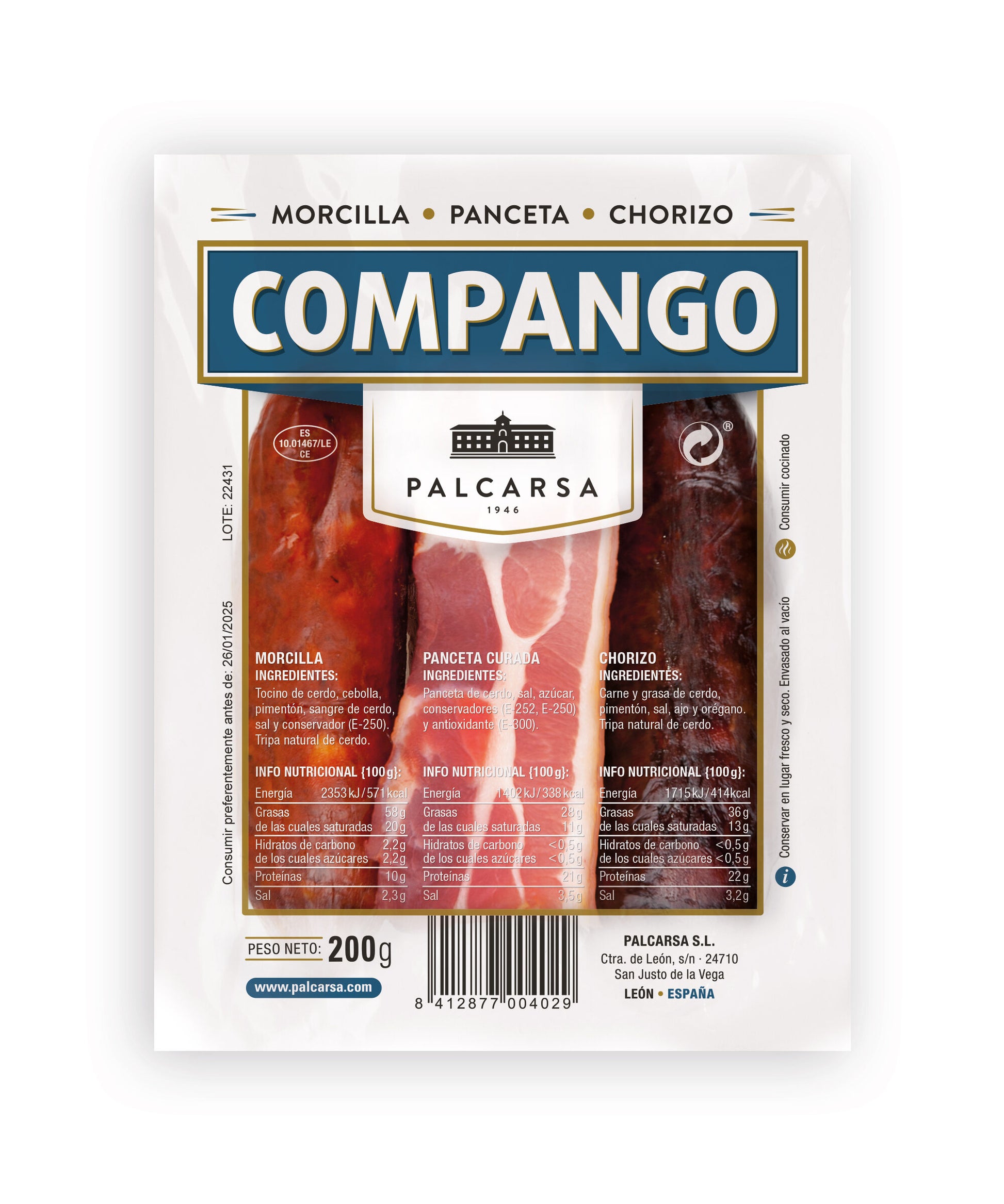 Compango morcilla panceta chorizo Palcarsa 200g