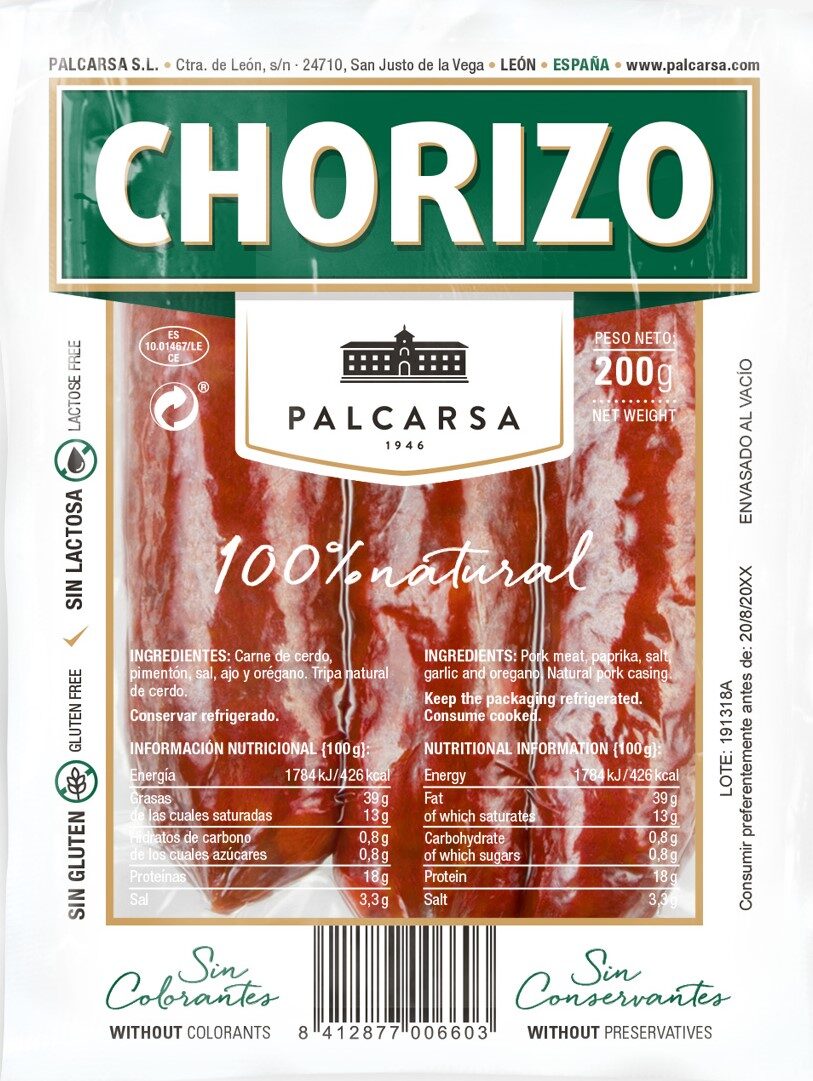 Chorizo oreado Palcarsa 200g