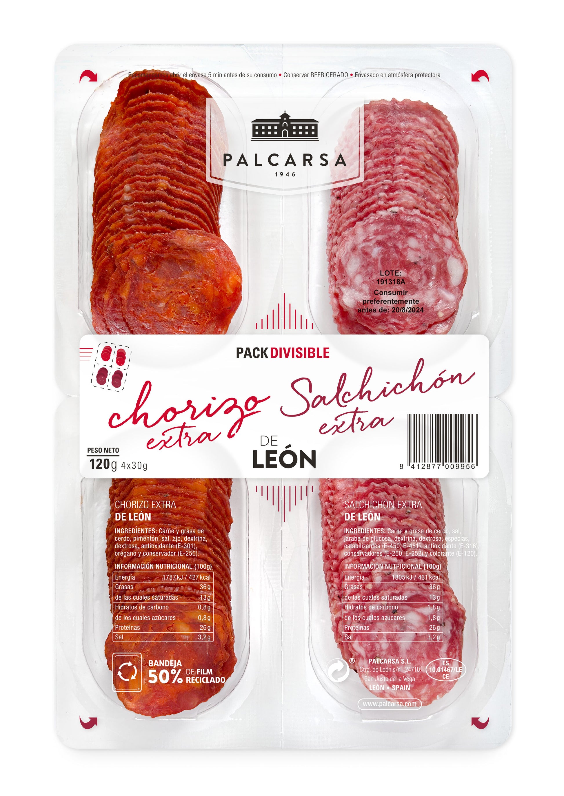 Chorizo/salchichon leon extra Palcarsa p4 30g/u