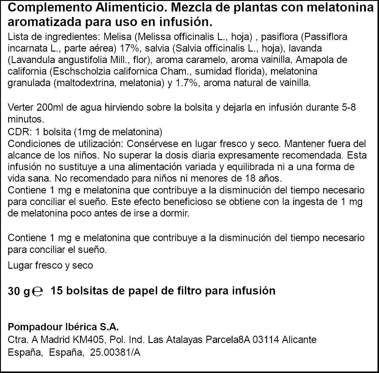 Infusion melatolina y pasiflora Pompadour p15