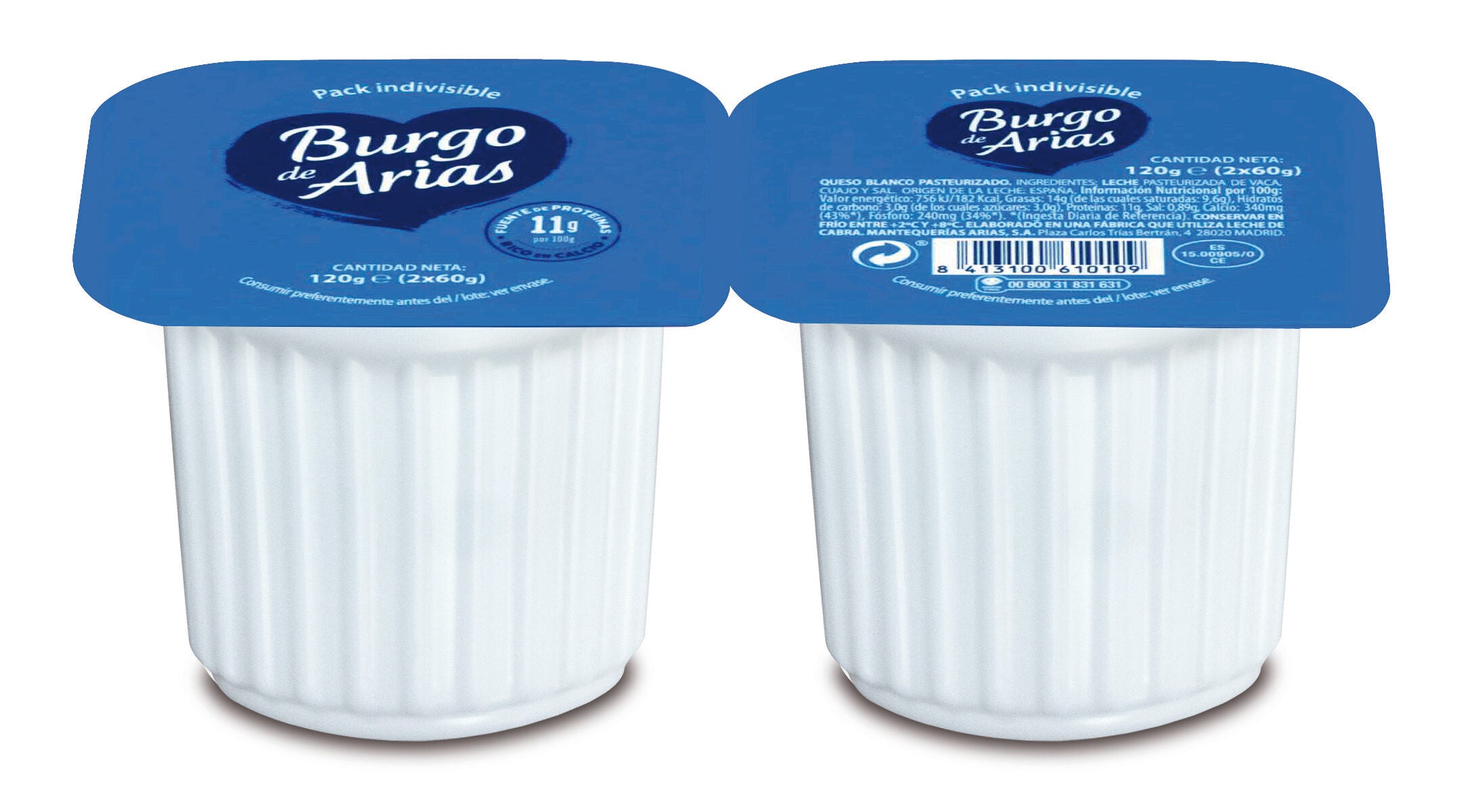 Queso fresco natural Burgo de arias p2 60g/u