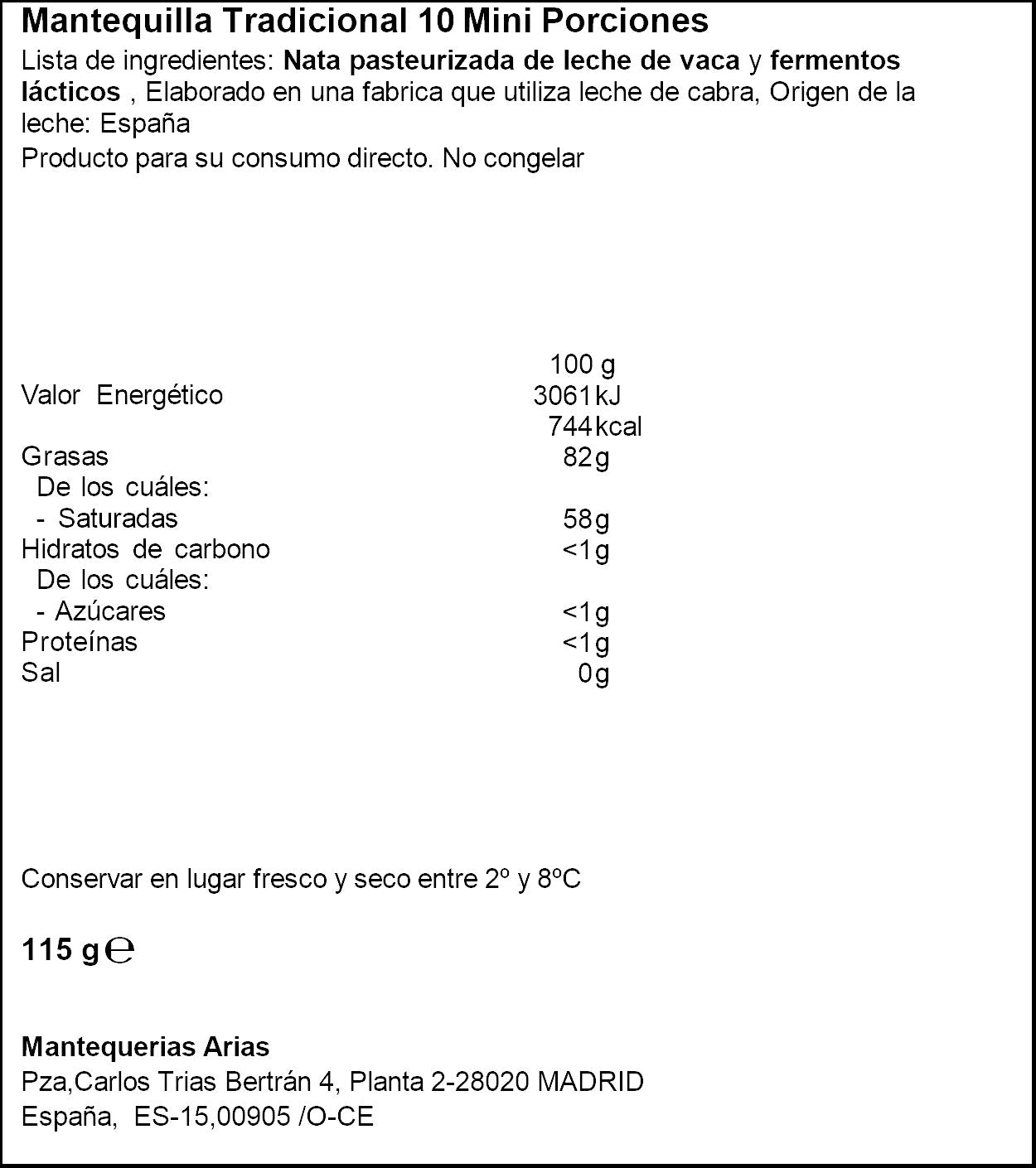Mantequilla pastilla Arias p10 115g