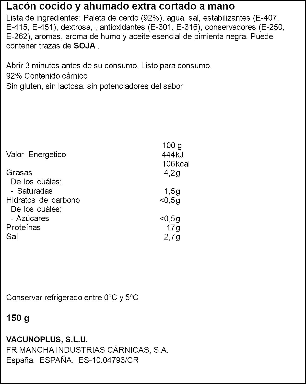 Lacon cortado a mano Placeres 150g