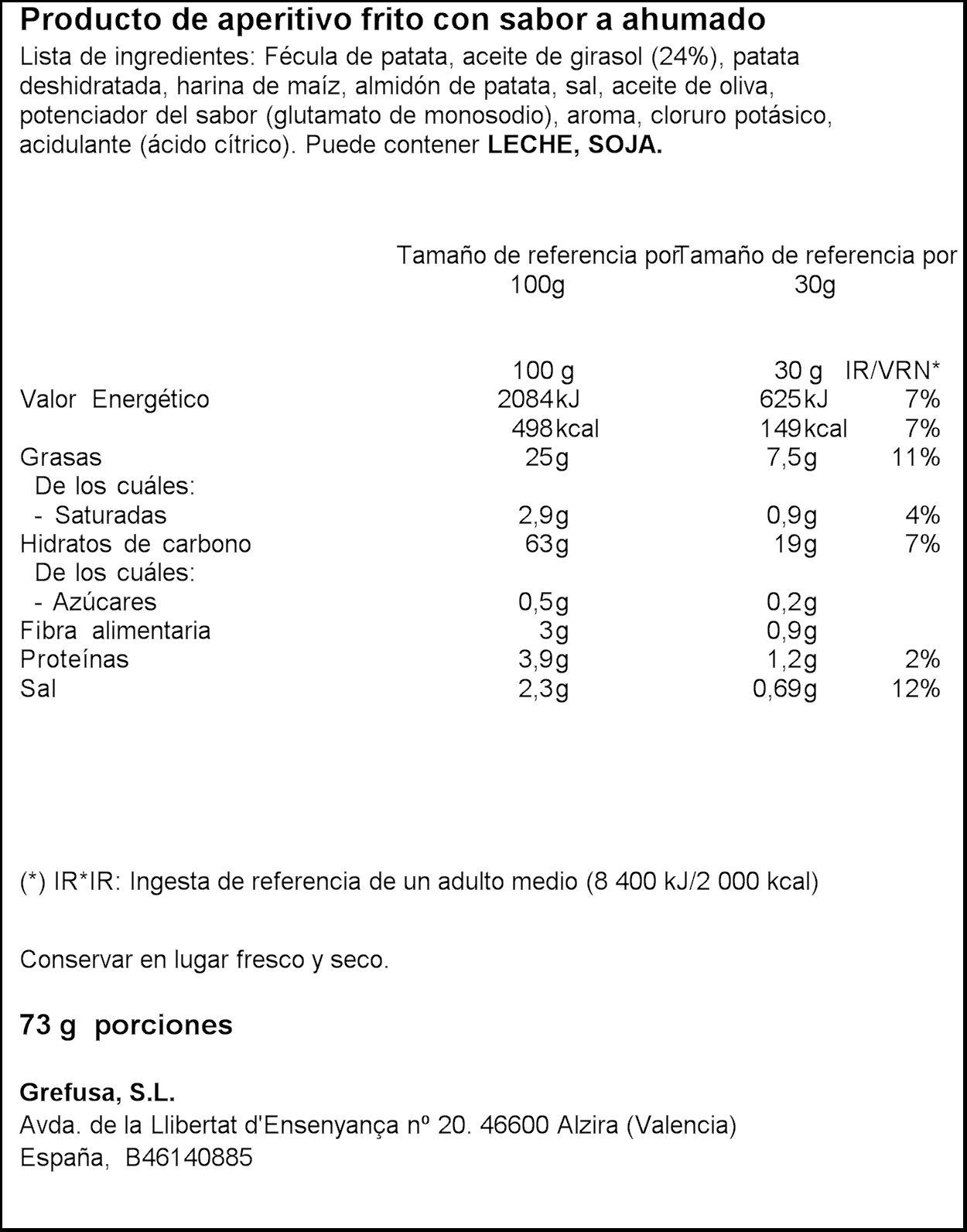 Snack de patata original papadelta Grefusa 73g