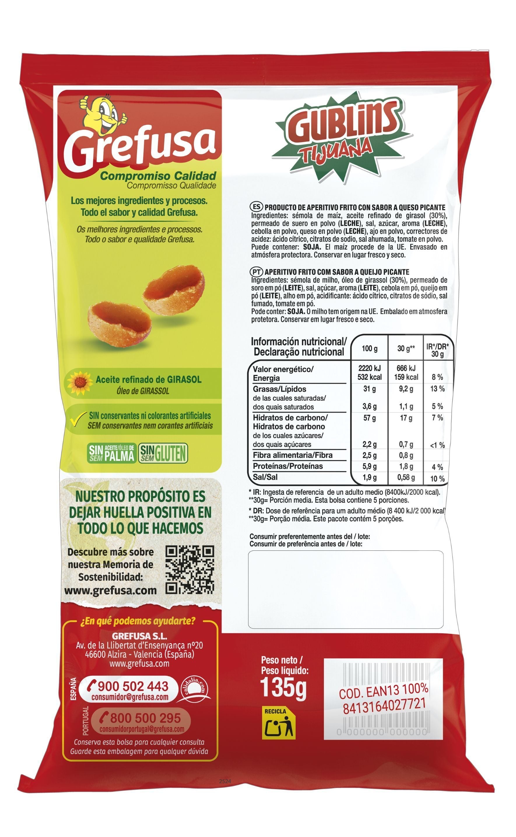 Snack de maiz tijuana gublins Grefusa 135g