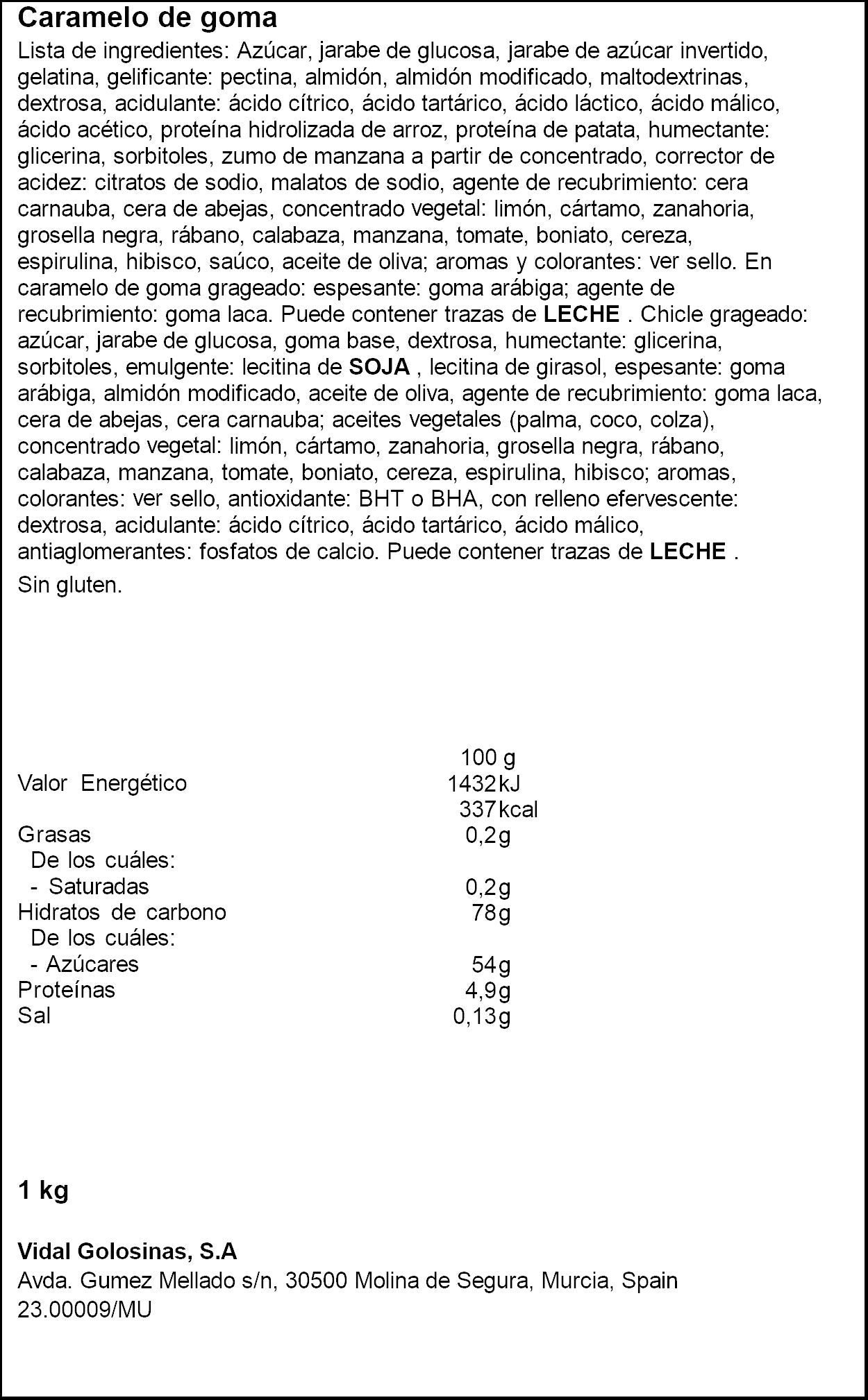 Gominolas fantasia mix brillo bolsa Vidal 1kg
