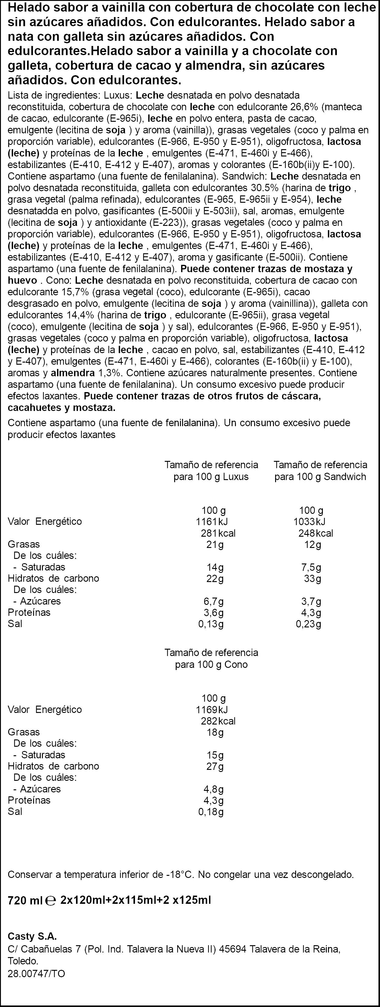 Surtido 0% azucar Casty p6x120ml