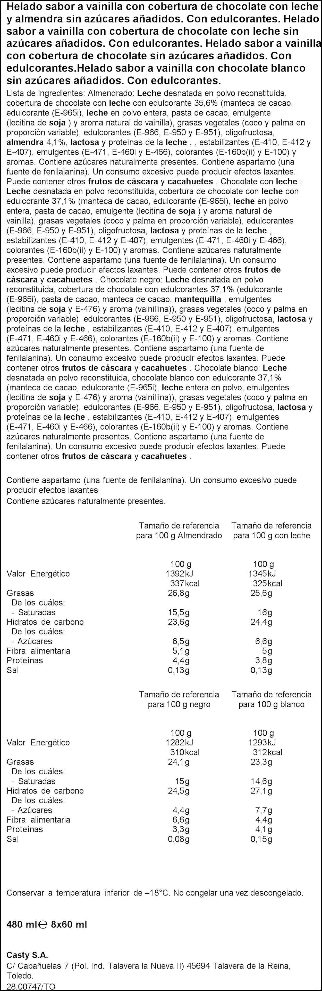 Surtido mini bombon s/azucar luxus Casty p8x60ml