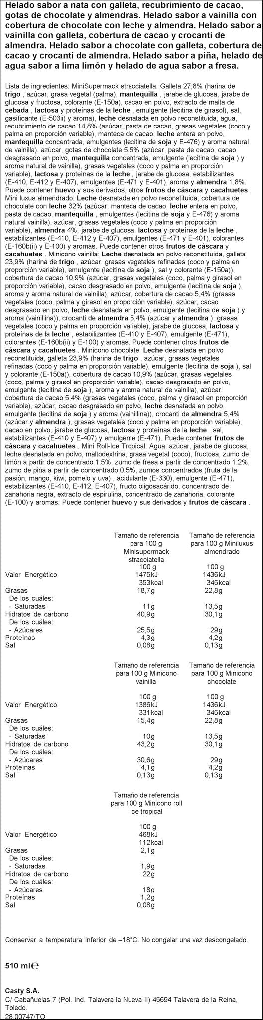 Surtido snack Casty p10 51ml/u