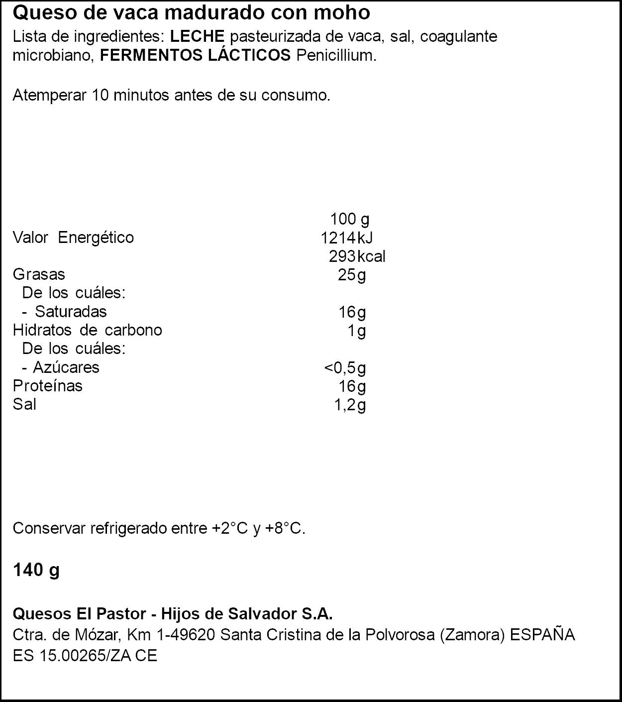 Queso vaca madurado rulo El pastor 140g