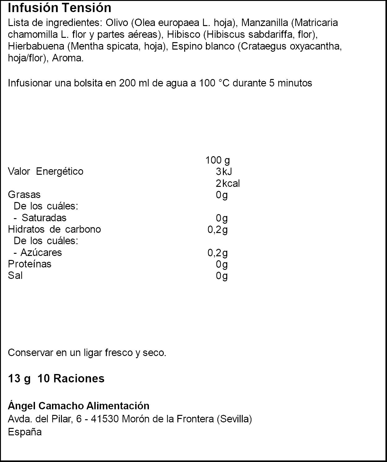 Infusion tisana tension Susaron 10u