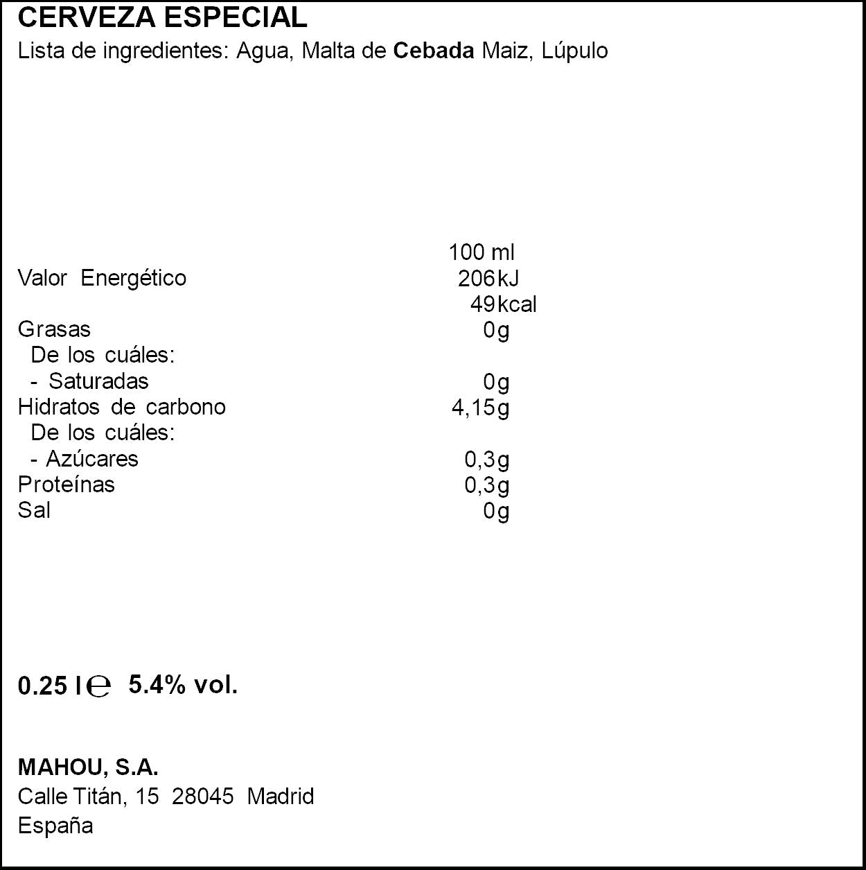 Cerveza especial lata Alhambra 250ml